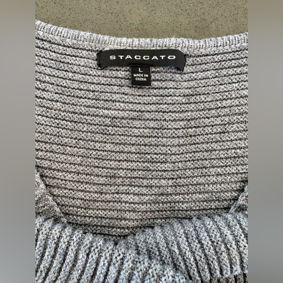 STACCATO Women’s Grey Ribbed V-neck Sweater Dress - Large - Picture 9 of 11